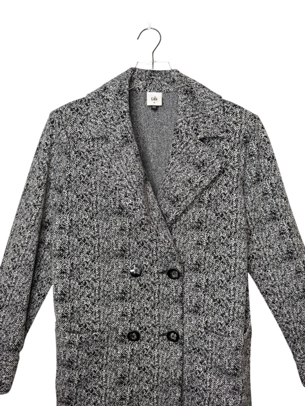 Cabi #4294 Agent Black Herringbone Double Breasted Knit Women’s Blazer Sz M - Picture 3 of 14
